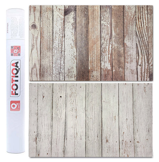 3D Double sided Brown wood and white wood backdrop (#8838)