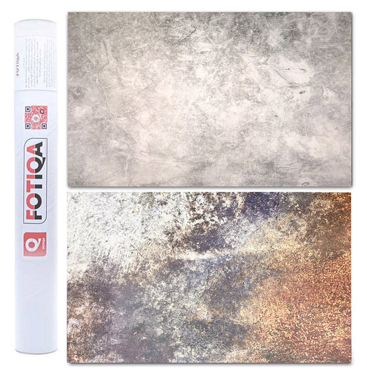 3D Double sided Grunge concrete and Metal rusty texture Backdrop #8840