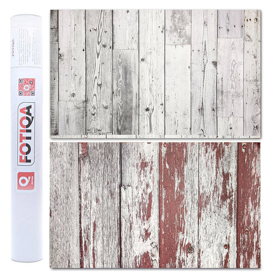 3D Double sided Red rustic barn wood and old white painting wood Photography backdrop #8854