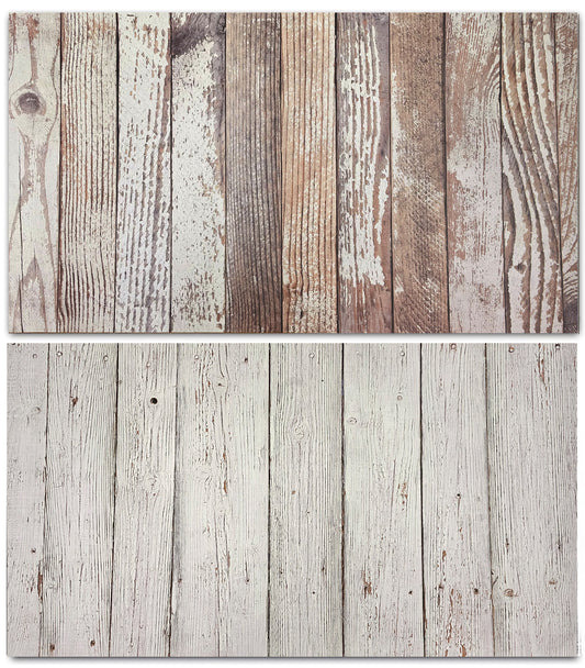 3D Double sided Brown wood and white wood backdrop (#8838)