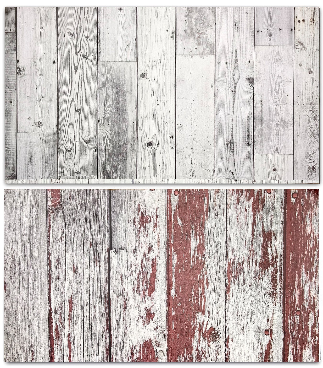 3D Double sided Red rustic barn wood and old white painting wood Photography backdrop #8854