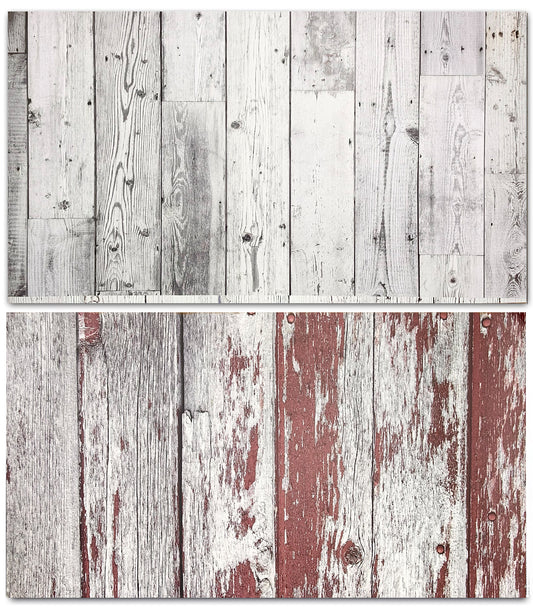 3D Double sided Red rustic barn wood and old white painting wood Photography backdrop #8854
