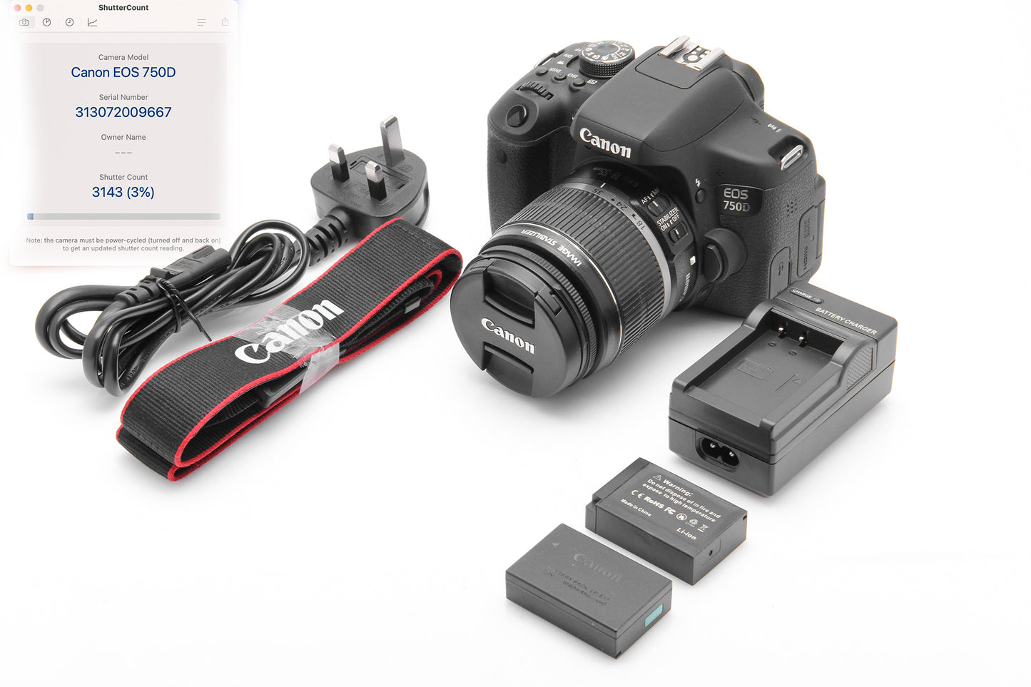 Used Canon 750D 24.2 MP Camera with 18-55mm Lens