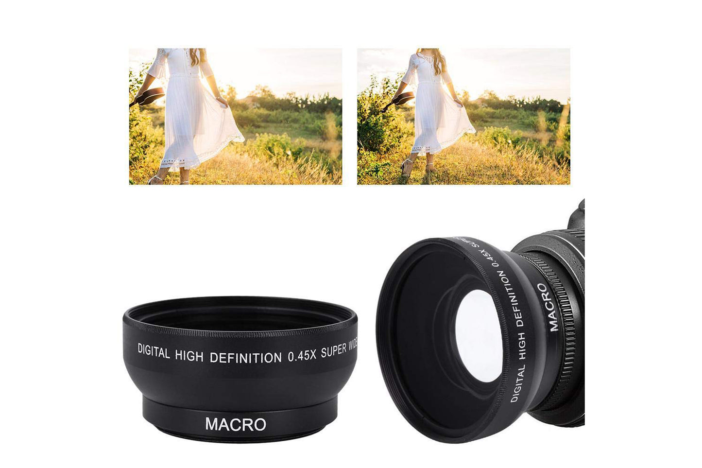 Used 58MM 0.45xSuper Wide Angle Lens with Macro for Canon Nikon