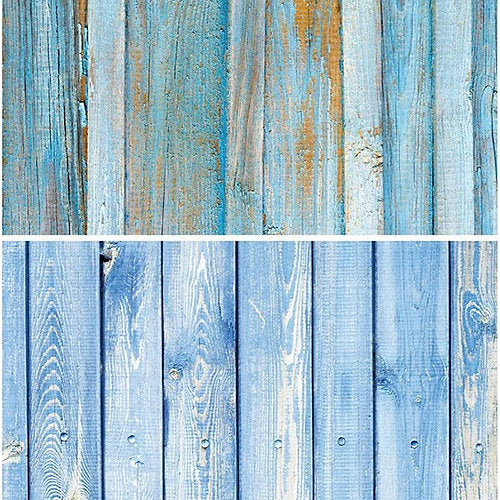 Blue & Yellow Scratched & Peeled Summery Old Wood Food Backdrop (#8823)