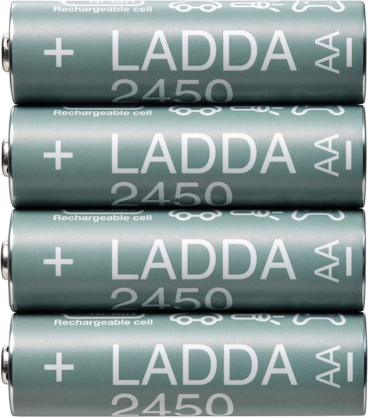 Ikea Ladda Rechargeable Battery - Pack of 4 Batteries (2450 mAh, HR06 AA 1.2V)