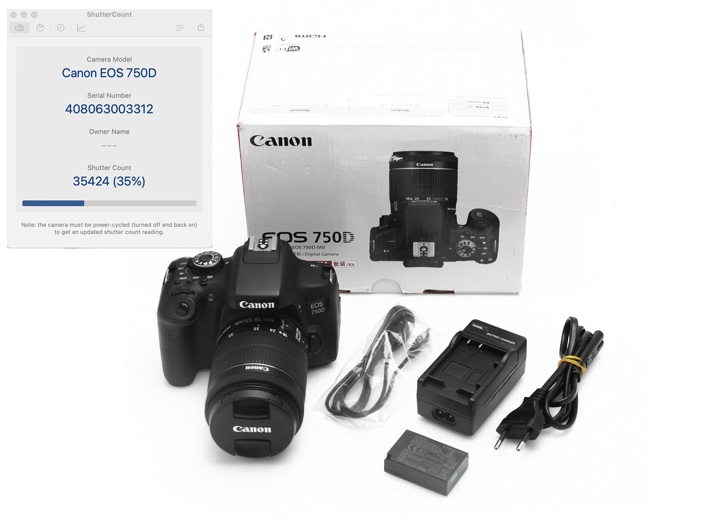 Used Canon 750D - 24.2 MP Camera With  18-55mm IS STM Lens